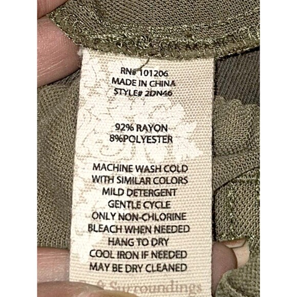 Soft Surroundings Neelandra Button Tapered Ankle Pants Olive Green Size Large - Picture 5 of 7